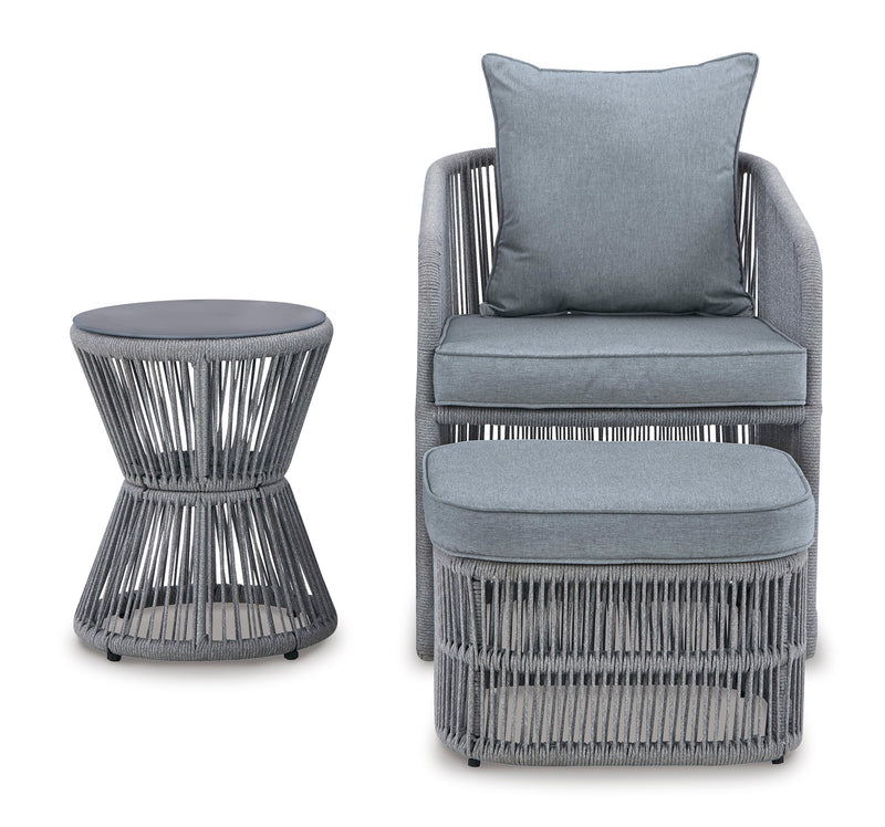 Coast Island Gray Outdoor Chair w/ Ottoman & Side Table