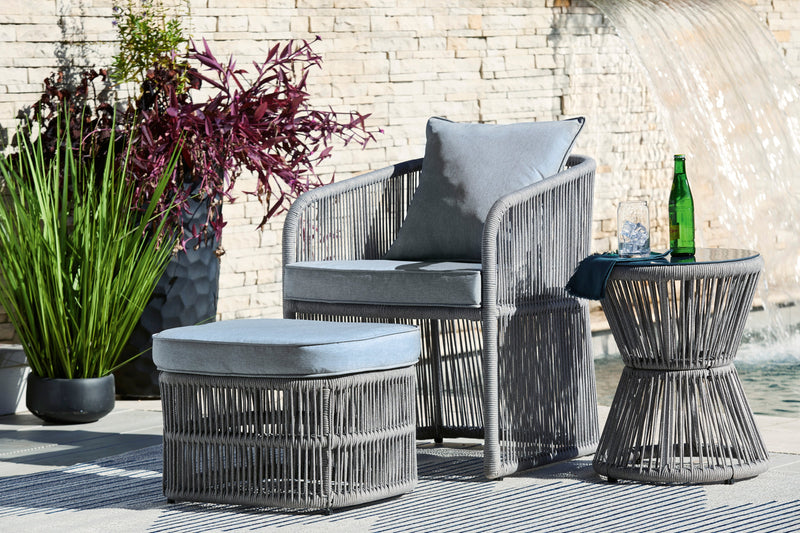 Coast Island Gray Outdoor Chair w/ Ottoman & Side Table