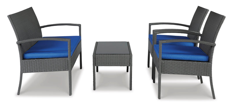 Alina Gray & Blue 4pc Outdoor Conversation Set