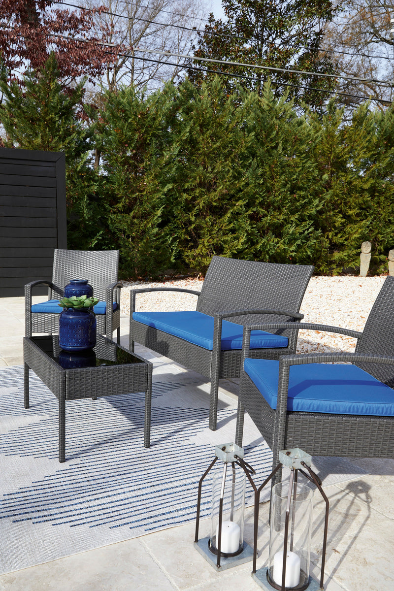 Alina Gray & Blue 4pc Outdoor Conversation Set