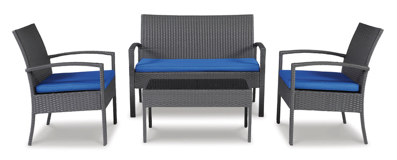 Alina Gray & Blue 4pc Outdoor Conversation Set