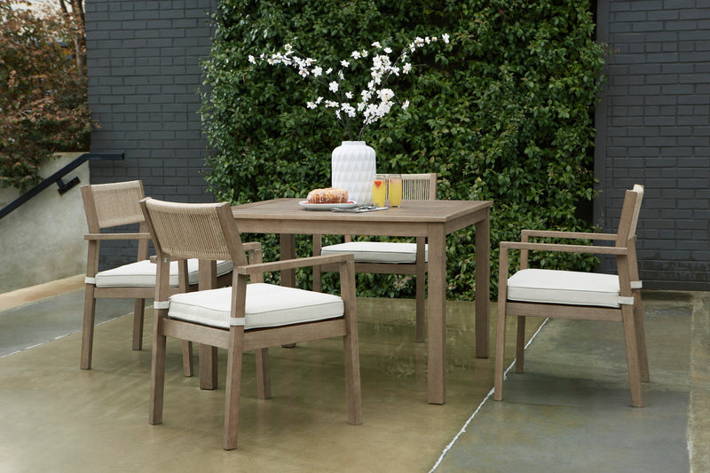 Aria Plains Brown Outdoor Dining Set / 5pc