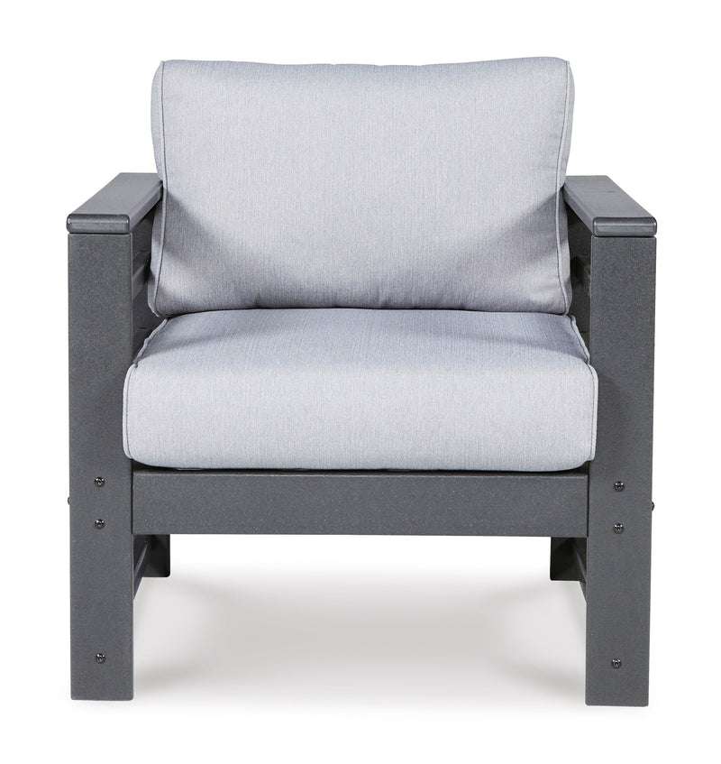 Amora Charcoal Gray & Grey Outdoor Lounge Chair w/ Cushion (Set of 2)