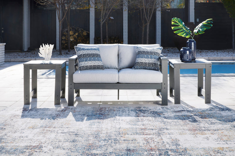 Amora Charcoal Gray & Grey Outdoor Loveseat w/ Cushion