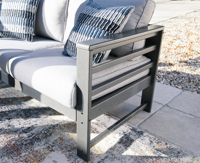 Amora Charcoal Gray & Grey Outdoor Loveseat w/ Cushion