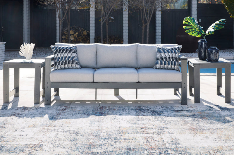 Amora Charcoal Gray & Grey Outdoor Sofa w/ Cushion