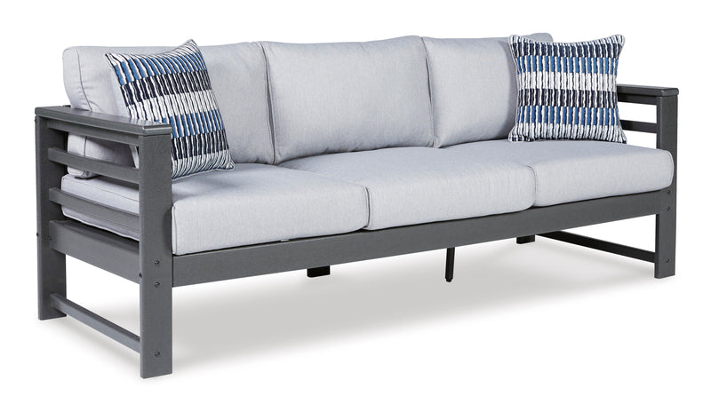 Amora Charcoal Gray & Grey Outdoor Sofa w/ Cushion