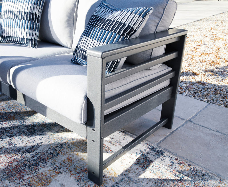 Amora Charcoal Gray & Grey Outdoor Sofa w/ Cushion