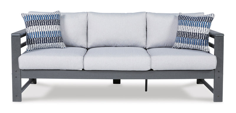 Amora Charcoal Gray & Grey Outdoor Sofa w/ Cushion