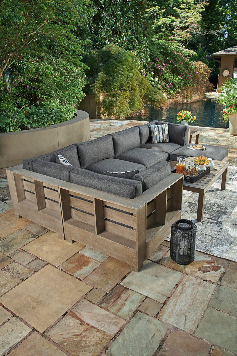 Citrine Park Brown & Charcoal Outdoor 6pc Set w/ Ottoman