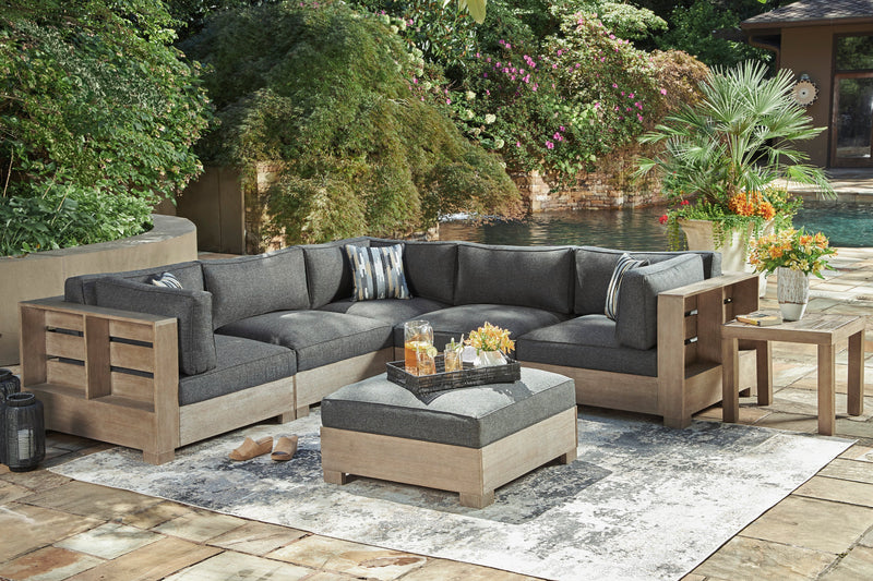 Citrine Park Brown & Charcoal Outdoor 6pc Set w/ Ottoman