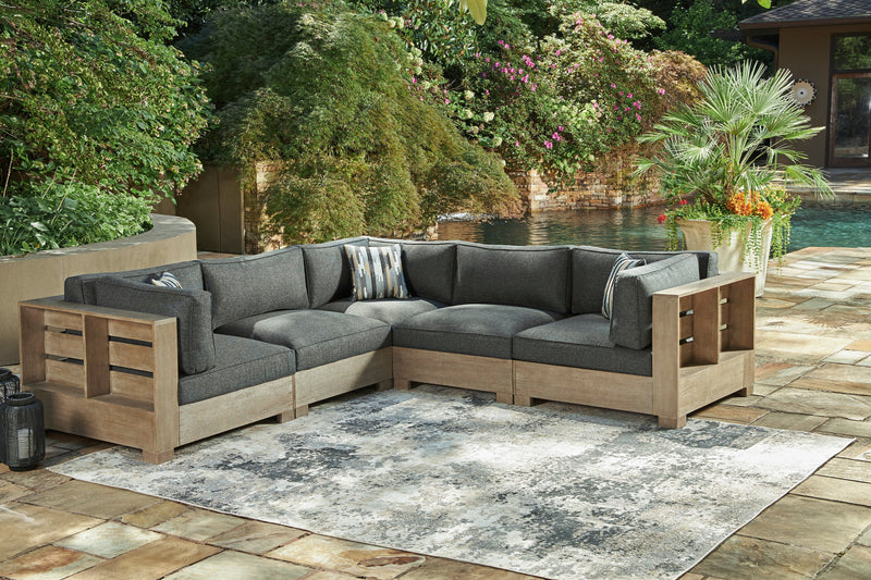 Citrine Park Brown & Charcoal Outdoor 5pc Sectional