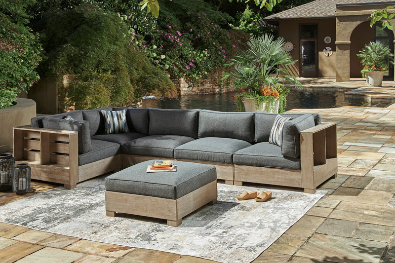 Citrine Park Brown & Charcoal Outdoor 6pc Set w/ Ottoman