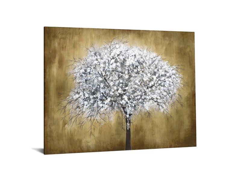 White Tree Tempered Glass w / Foil Wall Art