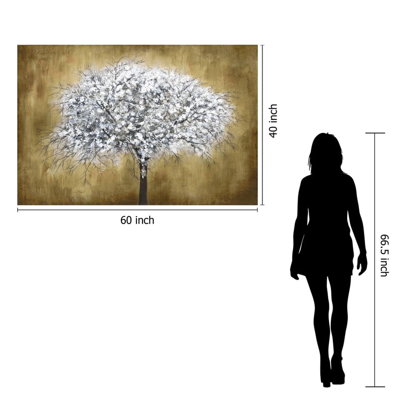 White Tree Tempered Glass w / Foil Wall Art