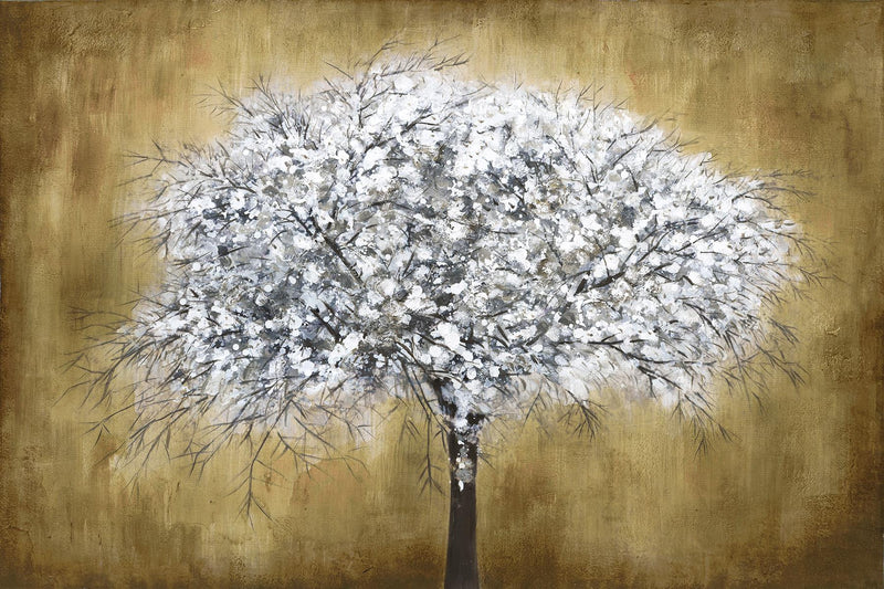 White Tree Tempered Glass w / Foil Wall Art