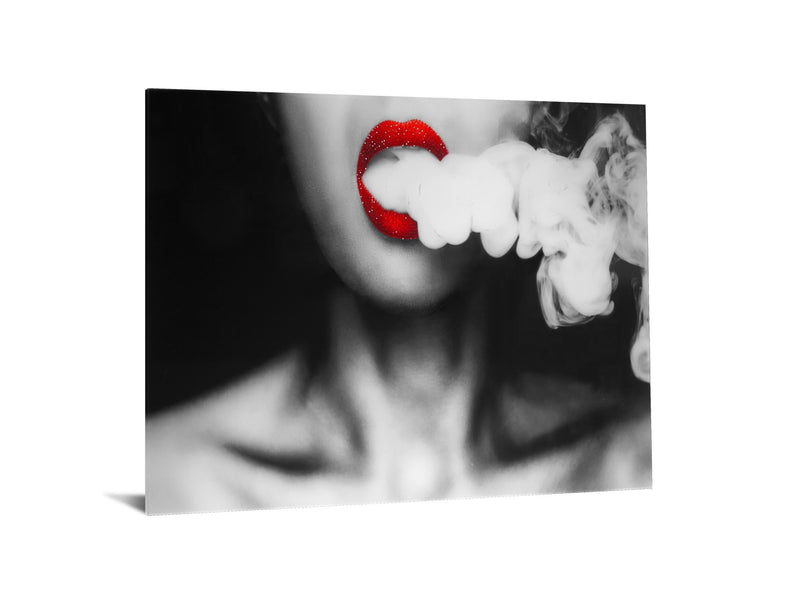 Billowing Smoke Tempered Glass w / Foil & Rhinestones Wall Art