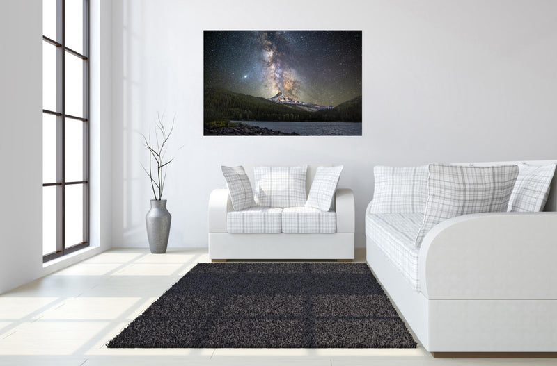 Starry Mountain Tempered Glass w / Foil Wall Art