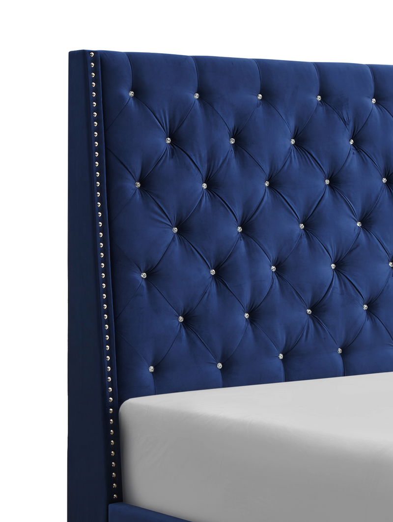 Chantilly Blue Velvet Upholstered King Bed