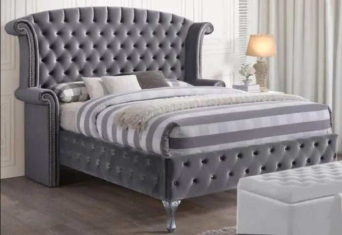 Alzire - Gray - Cal King Platform Bed - Ornate Home