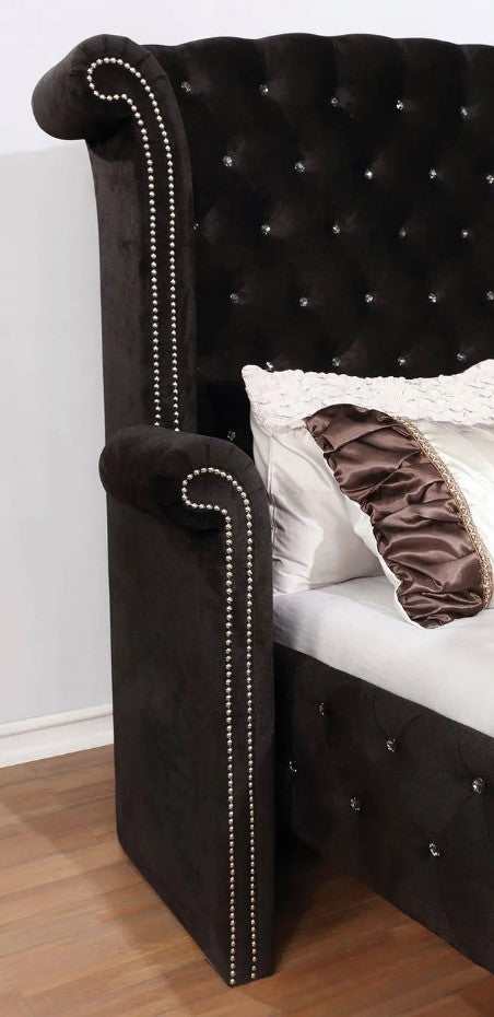 Alzire - Black - Cal King Platform Bed - Ornate Home