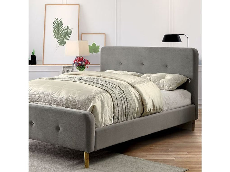 Barney Gray Upholstered Bed Frame