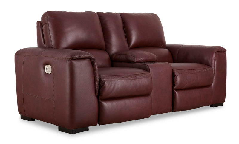 Alessandro Garnet Leather-match Power Reclining Living Room Set / 2pc