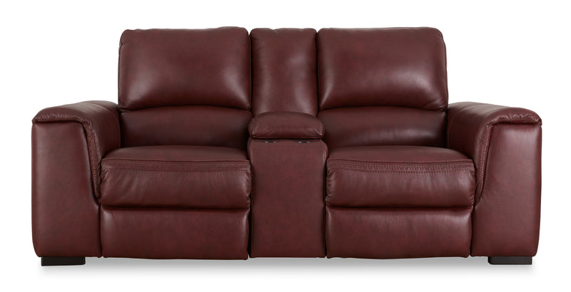 Alessandro Garnet Leather-match Power Reclining Living Room Set / 2pc