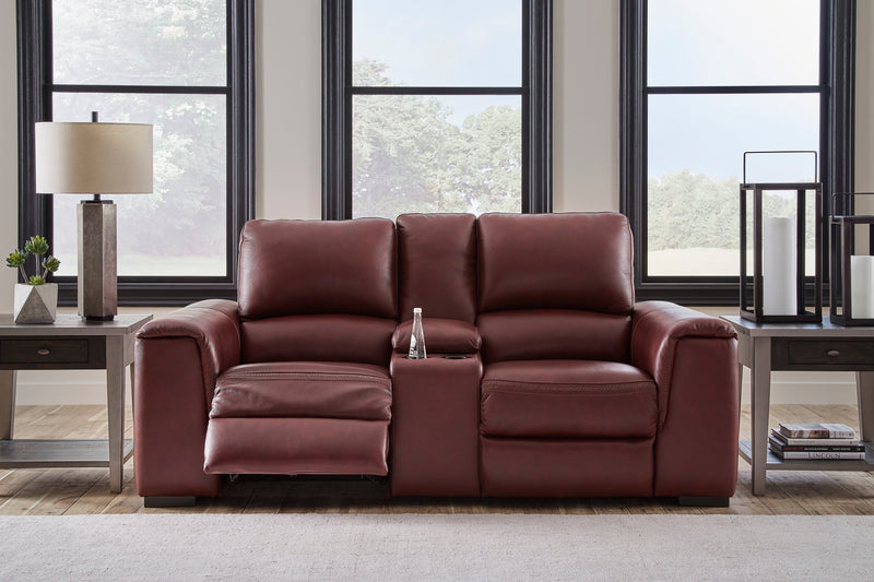 Alessandro Garnet Leather-match Power Reclining Living Room Set / 2pc