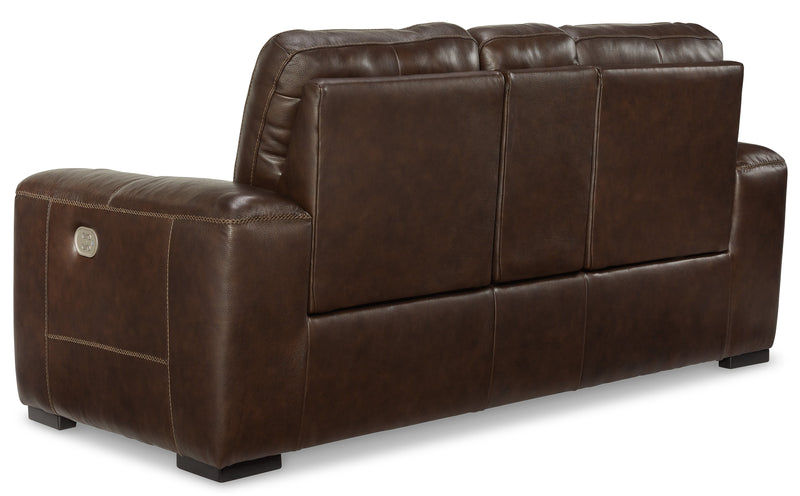 Alessandro Walnut Power Leather-match Reclining Loveseat w/ Console