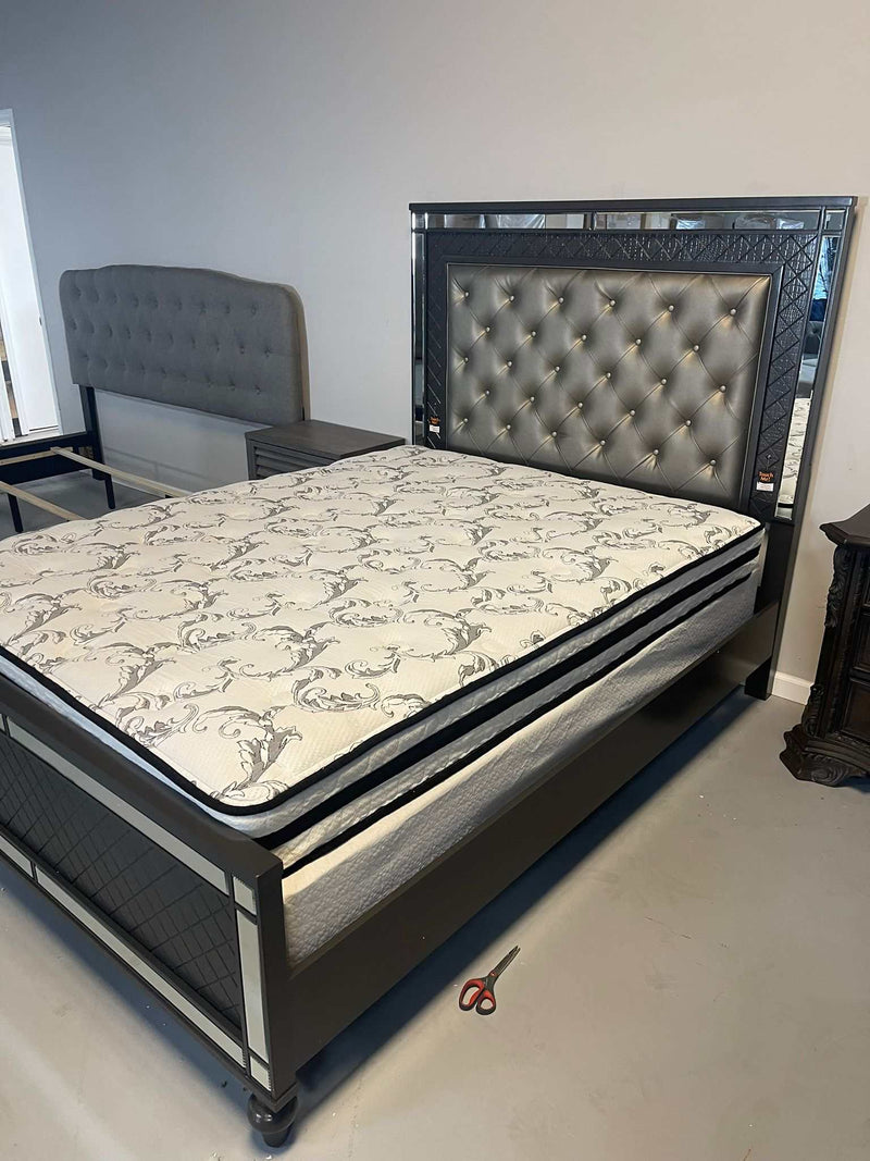 Refino - Gray - Queen Panel Bed w/ LED HB - Ornate Home