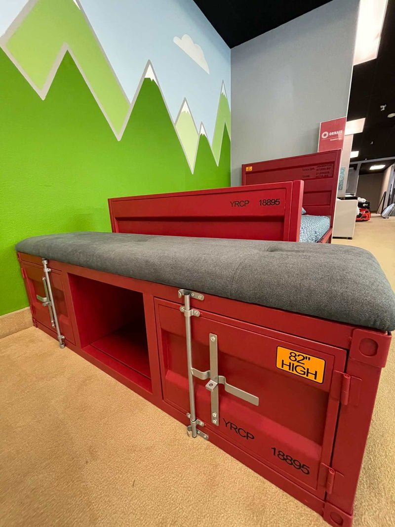 Cargo - Gray & Red - Storage Bench - Ornate Home