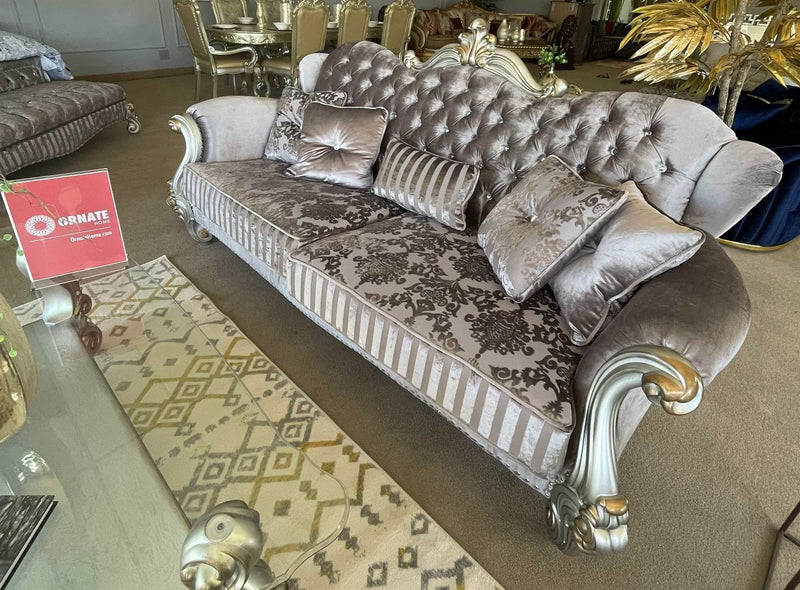 Versailles - Velvet & Antique Platinum - Sofa w/5 Pillows - Ornate Home