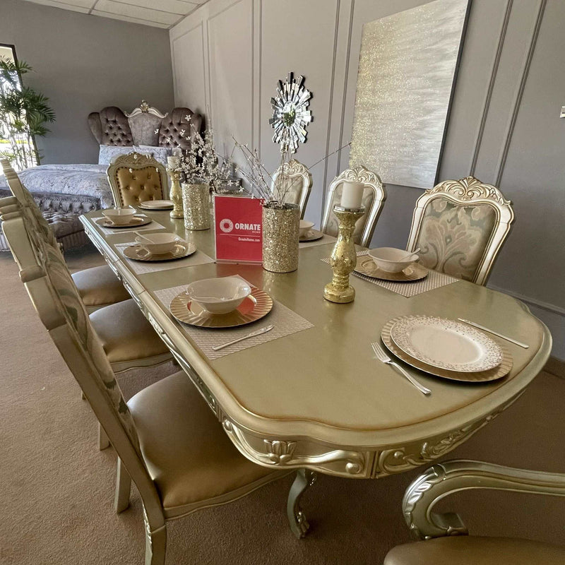 Dresden - Gold Patina & Bone - Dining Table w/ Extensions - Ornate Home