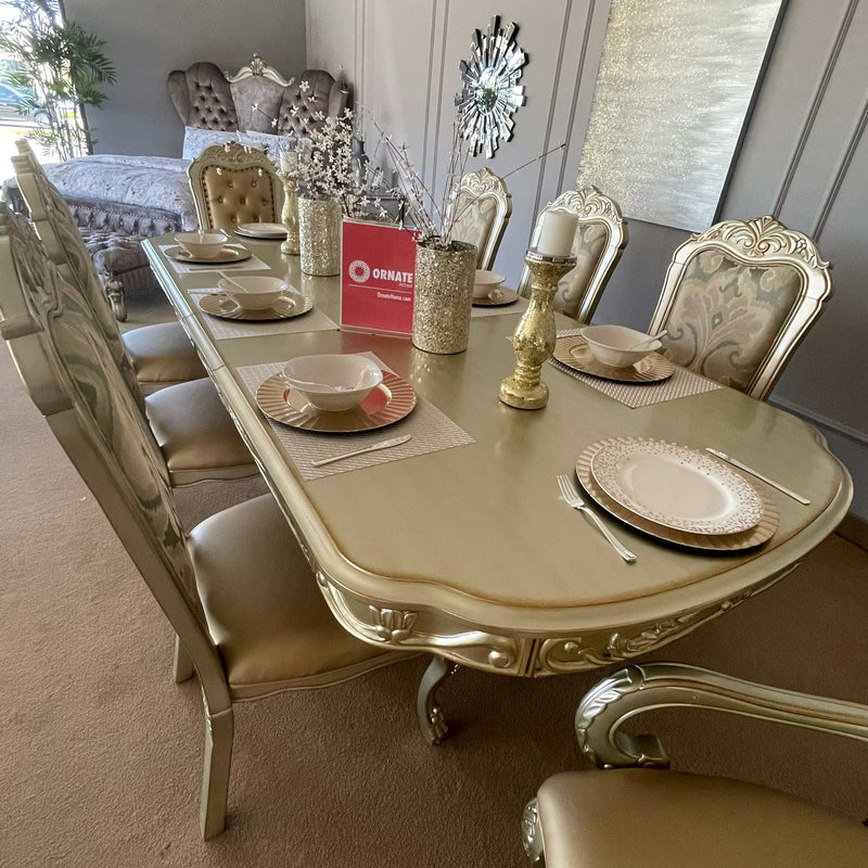 Dresden - Gold Patina & Bone - Dining Table w/ Extensions - Ornate Home