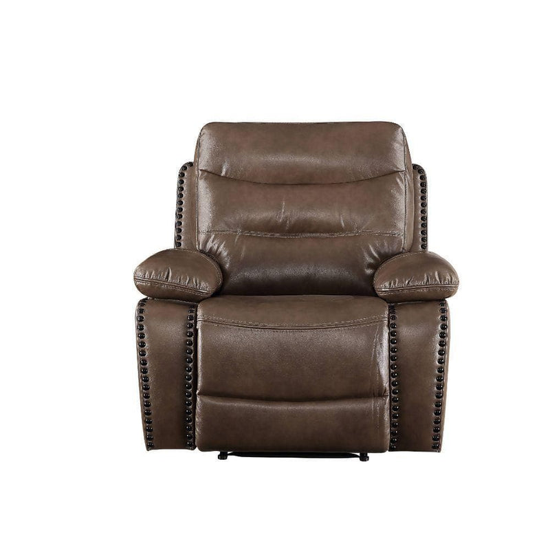 Aashi - Brown - Faux Leather Manual Recliner - Ornate Home