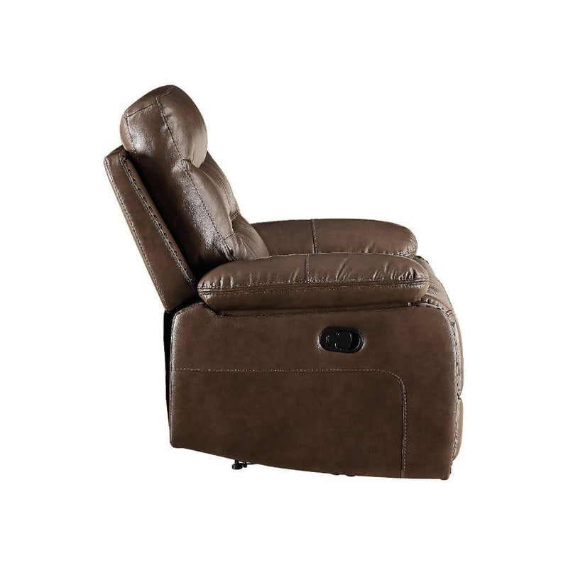 Aashi - Brown - Faux Leather Manual Recliner - Ornate Home