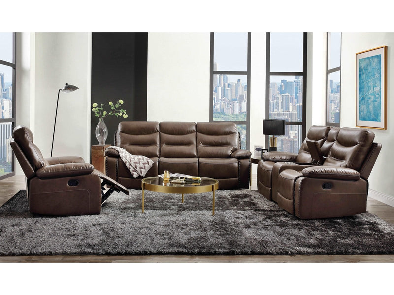 Aashi Brown Leather-Gel Match Sofa (Motion) - Ornate Home