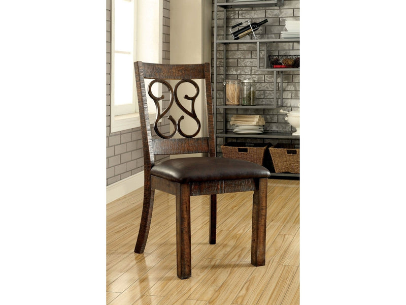 Paulina Rustic Walnut & Espresso Dining Chair (Set of 2)