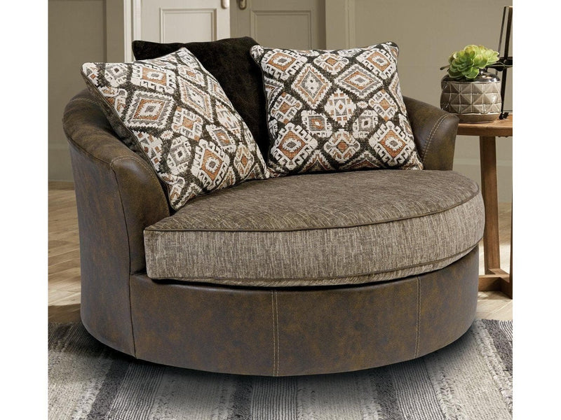 Abalone - Chocolate - Oversized Swivel Chair - Ornate Home