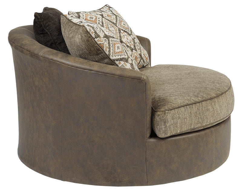 Abalone - Chocolate - Oversized Swivel Chair - Ornate Home