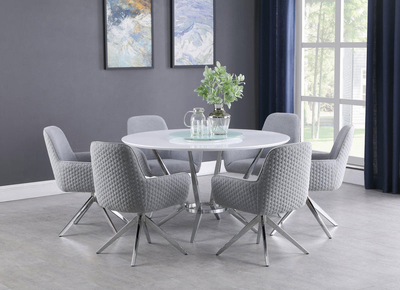 Abby - White & Light Grey - 5pc Dining Set - Ornate Home