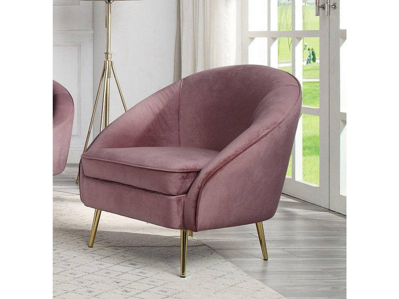 Abey - Pink Velvet - Accent Chair - Ornate Home