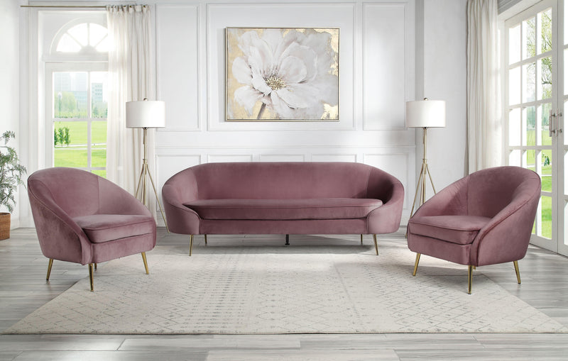 Abey - Pink Velvet - Sofa - Ornate Home