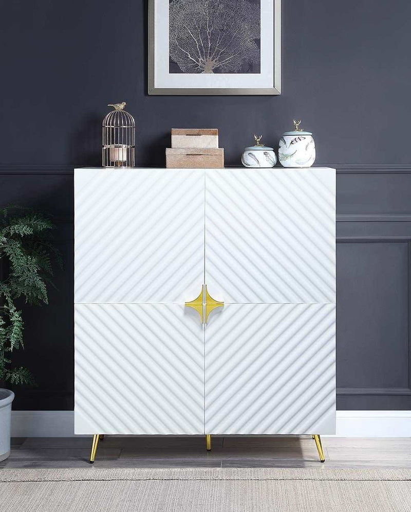 Gaines - White High Gloss  - Console Cabinet - Ornate Home