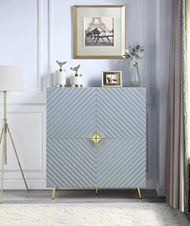 Gaines - Gray High Gloss  - Console Cabinet - Ornate Home