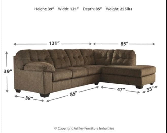 Accrington 2pc L Shape Sectional Sofa w/ Chaise - Ornate Home