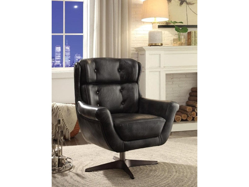 Acme Asotin Accent Chair in Vintage Black 59532 - Ornate Home