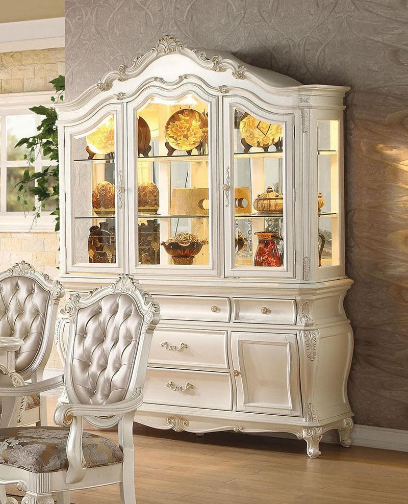 Acme Chantelle Buffet and Hutch in Pearl White 63544 - Ornate Home