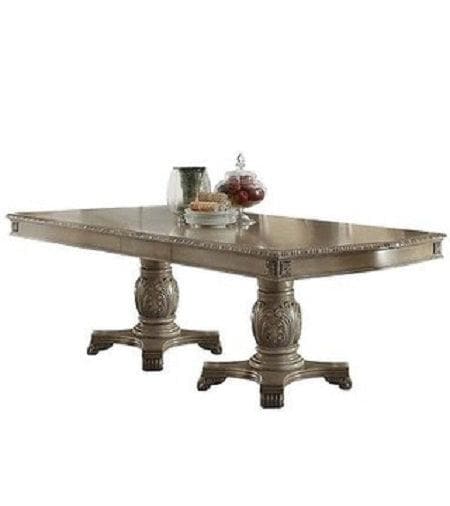 Acme Chateau de Ville Double Pedestal Dining Table in Antique White 64065 - Ornate Home